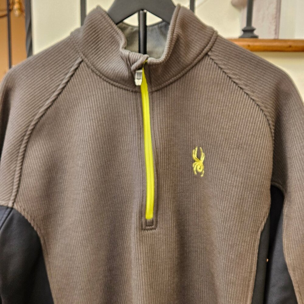 Sypder Men's Outbound 1/2 Zip Pullover, Gray/Chartreuse, Sz XL